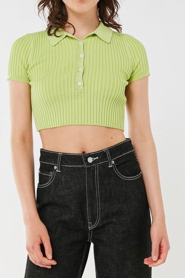 Top básico polo minimalista verde